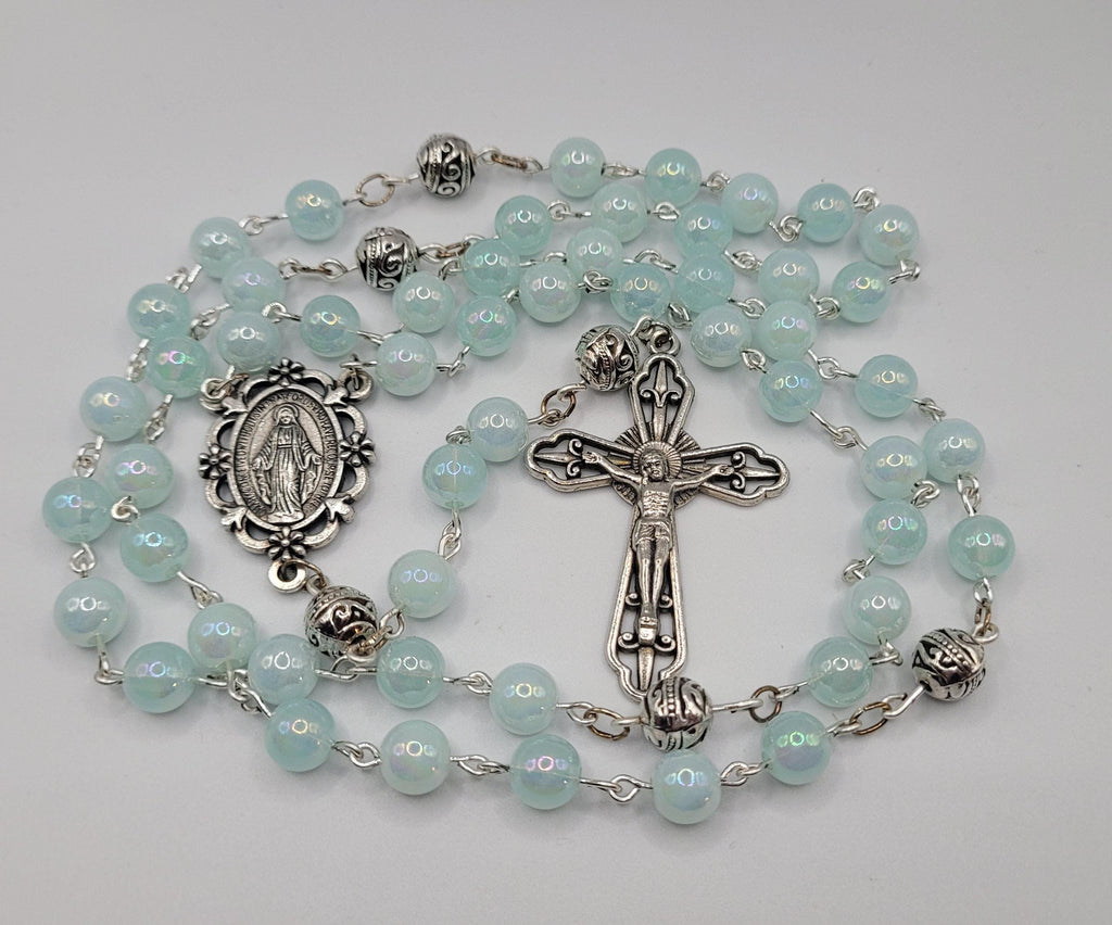 Handmade Blue Miraculous Medal Rosary