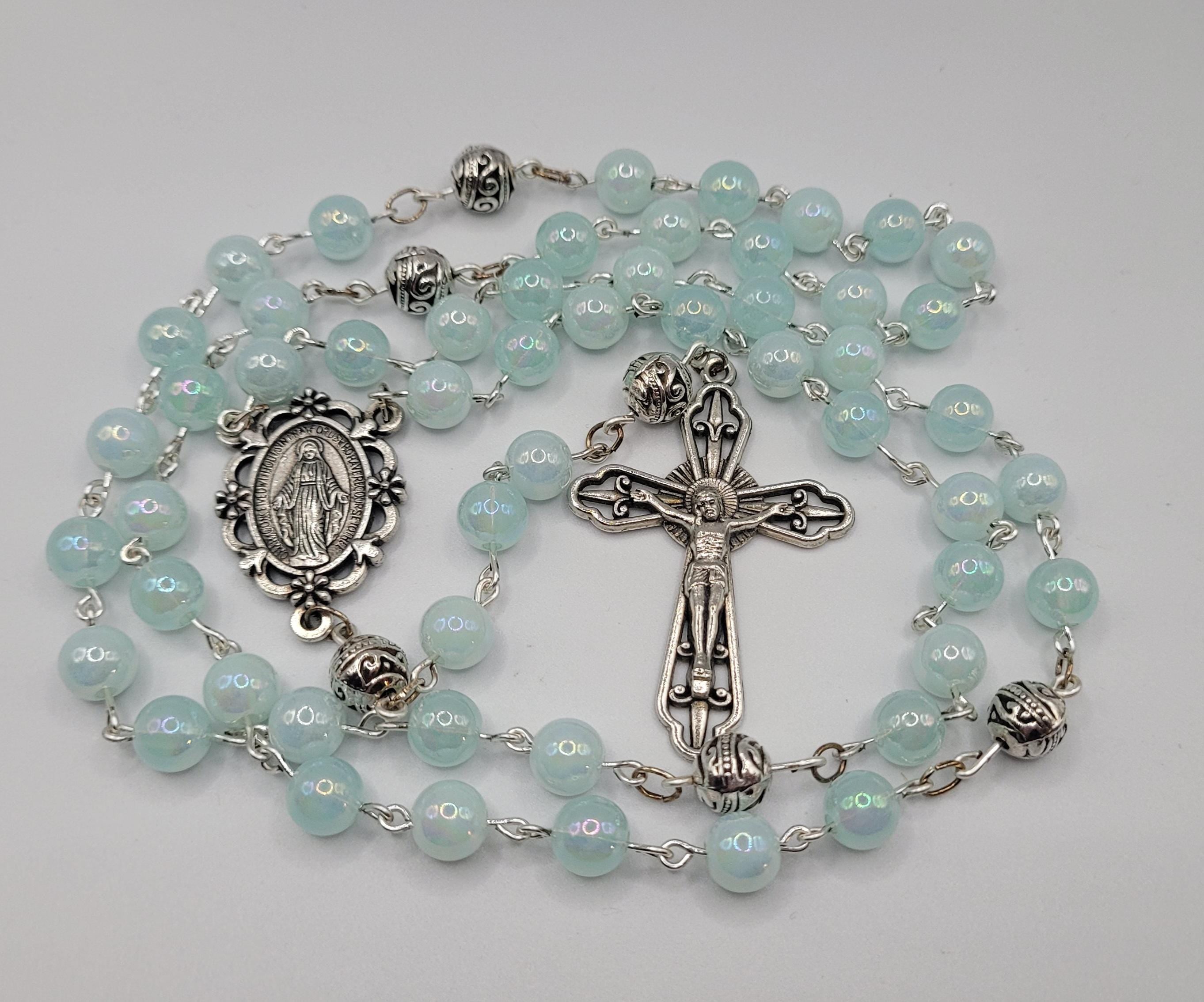 Handmade Blue Miraculous Medal Rosary