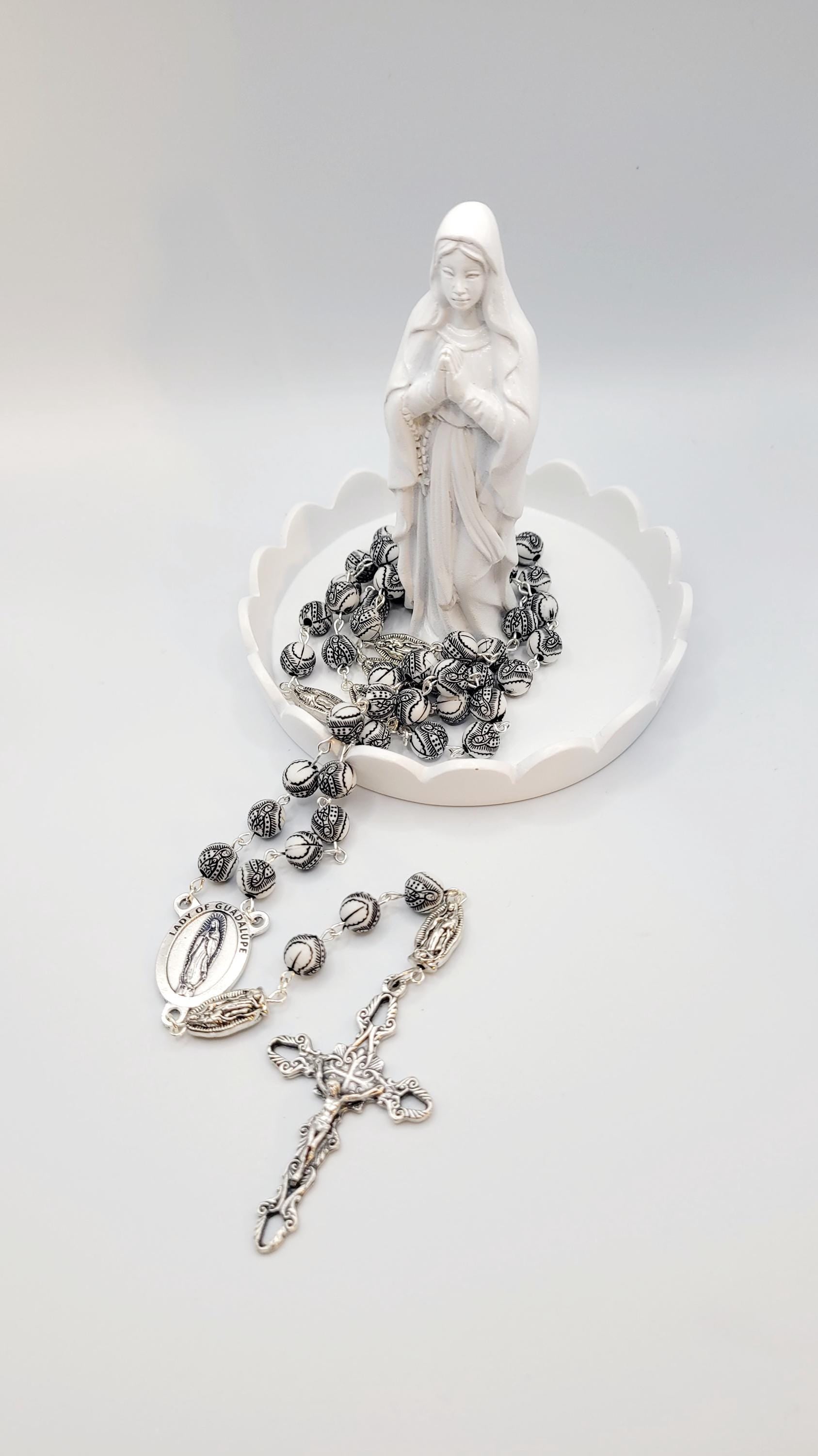 Handmade Our Lady of Guadalupe Rosary with Silver Crucifix