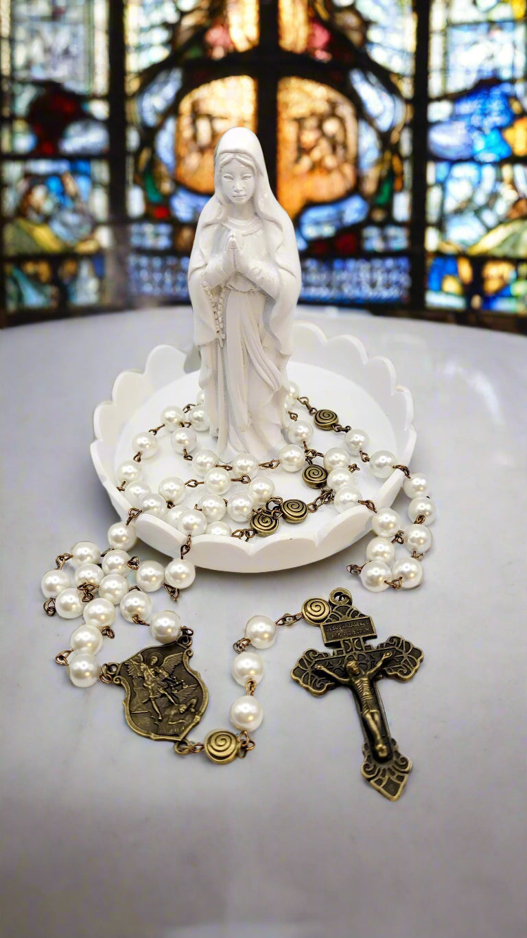 Handmade St. Michael Rosary: Antique Bronze