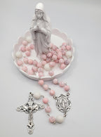 Handmade Pink and White Clay Bead Rosary