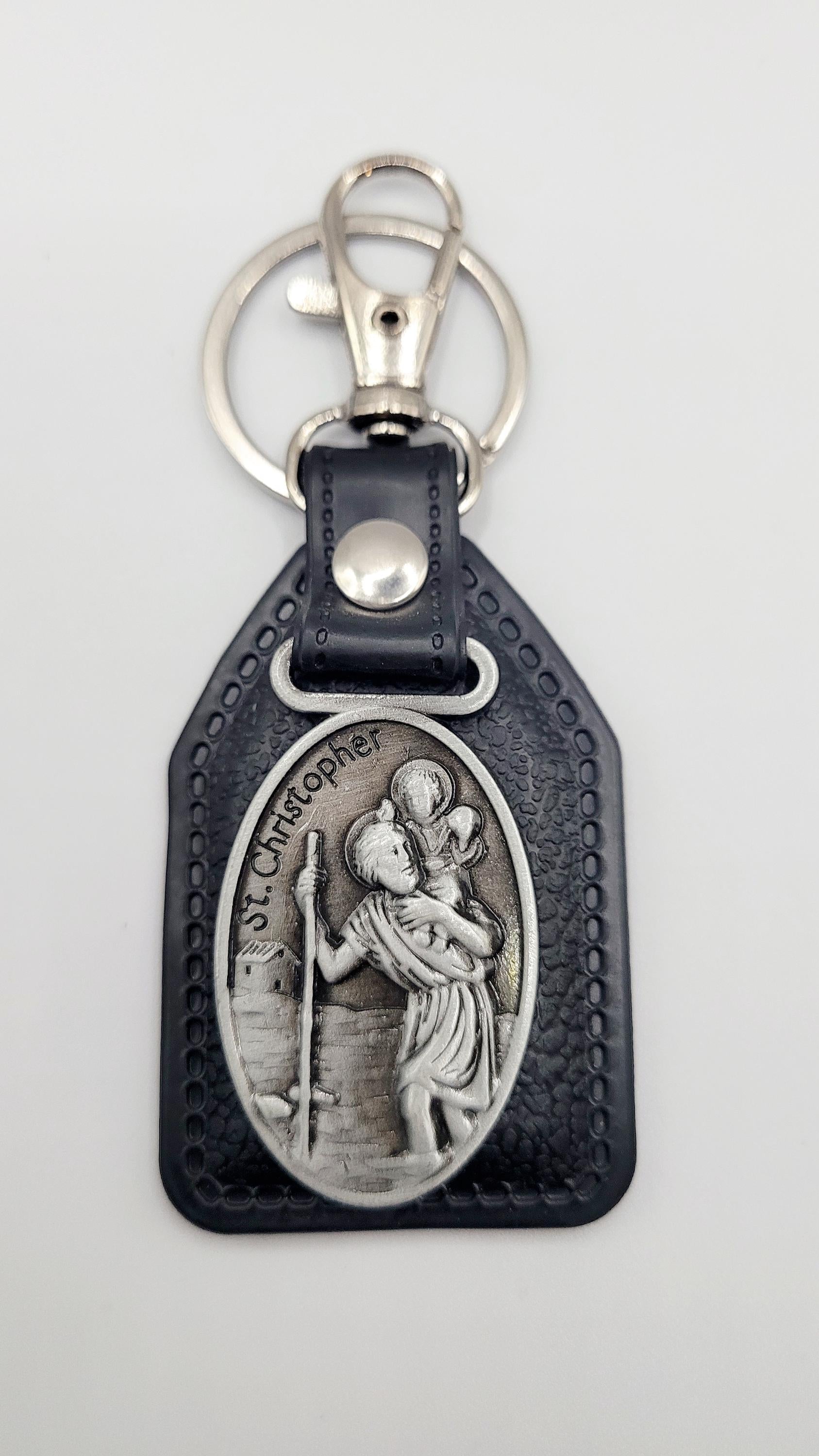 Catholic Medal Leather Keychains