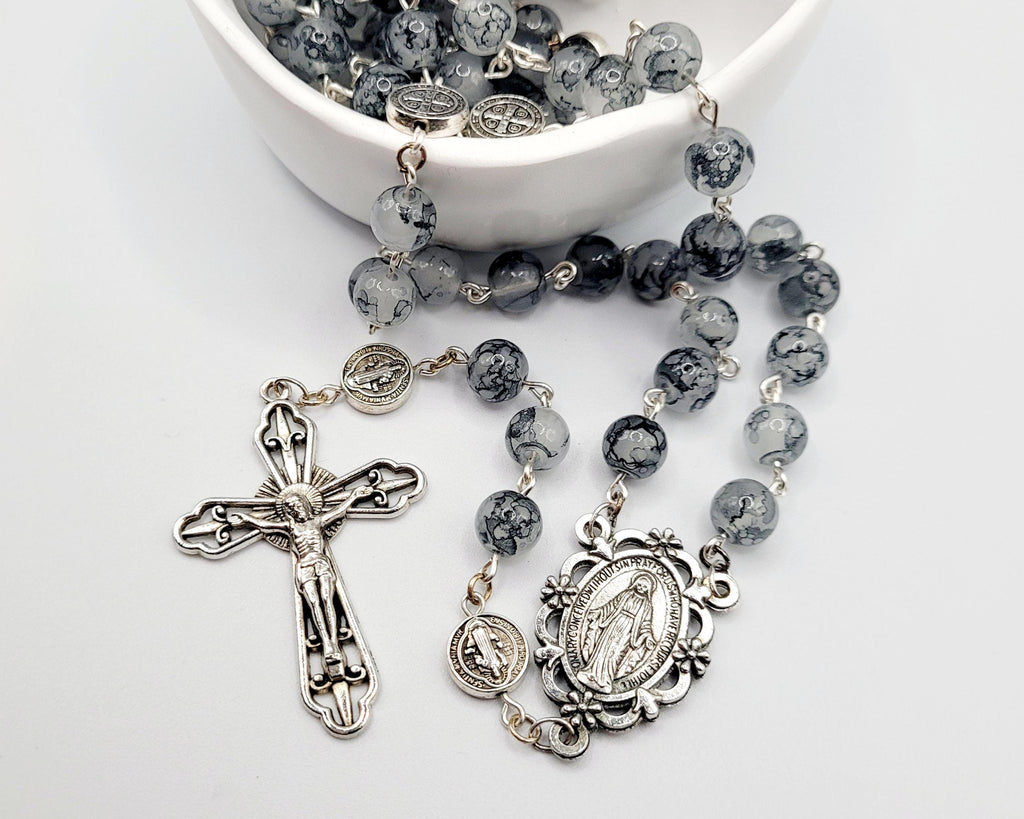 Handmade Miraculous Metal Rosary with display case