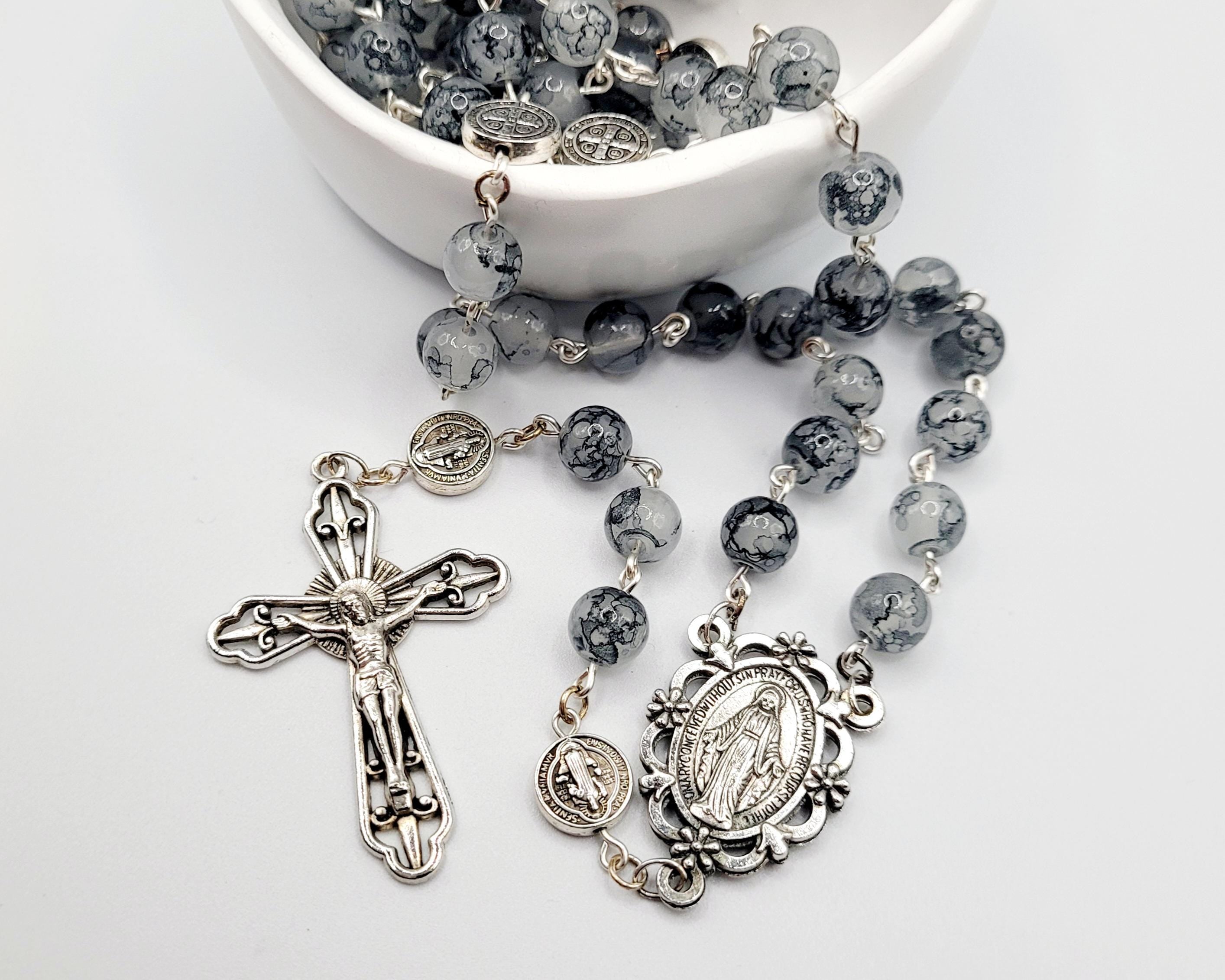 Handmade Miraculous Metal Rosary with display case