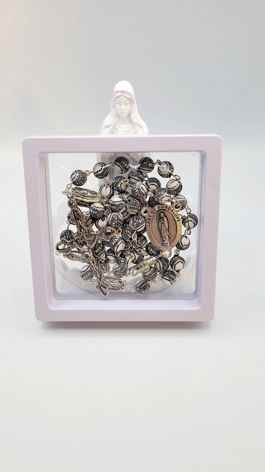 Handmade Our Lady of Guadalupe Rosary with Silver Crucifix