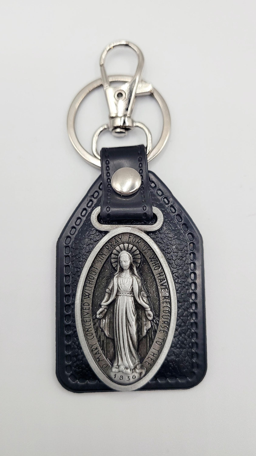 Catholic Medal Leather Keychains