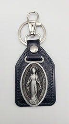 Catholic Medal Leather Keychains