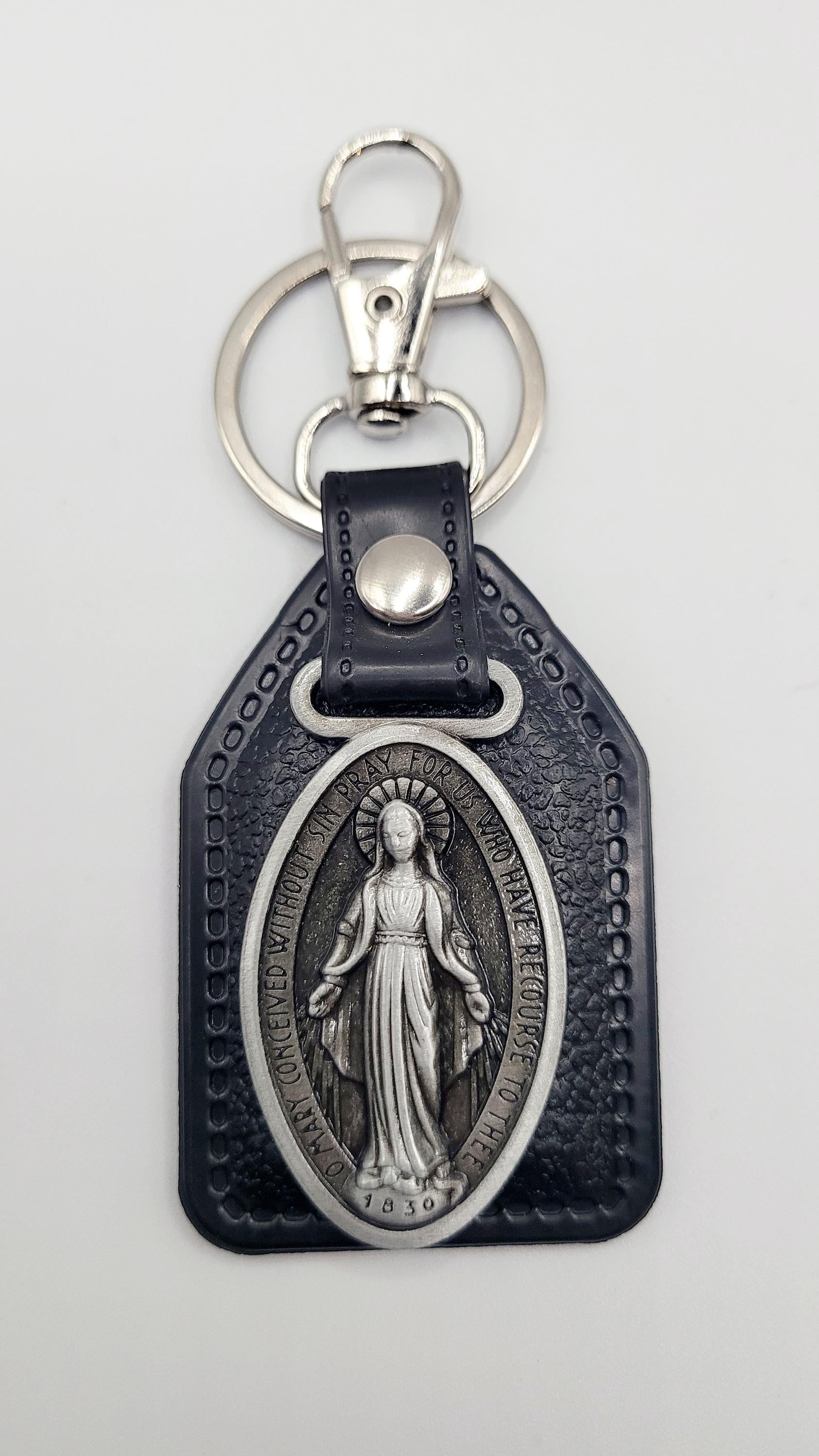 Catholic Medal Leather Keychains