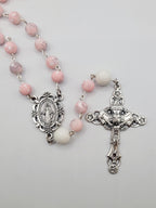 Handmade Pink and White Clay Bead Rosary
