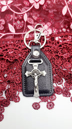 Catholic Medal Leather Keychains