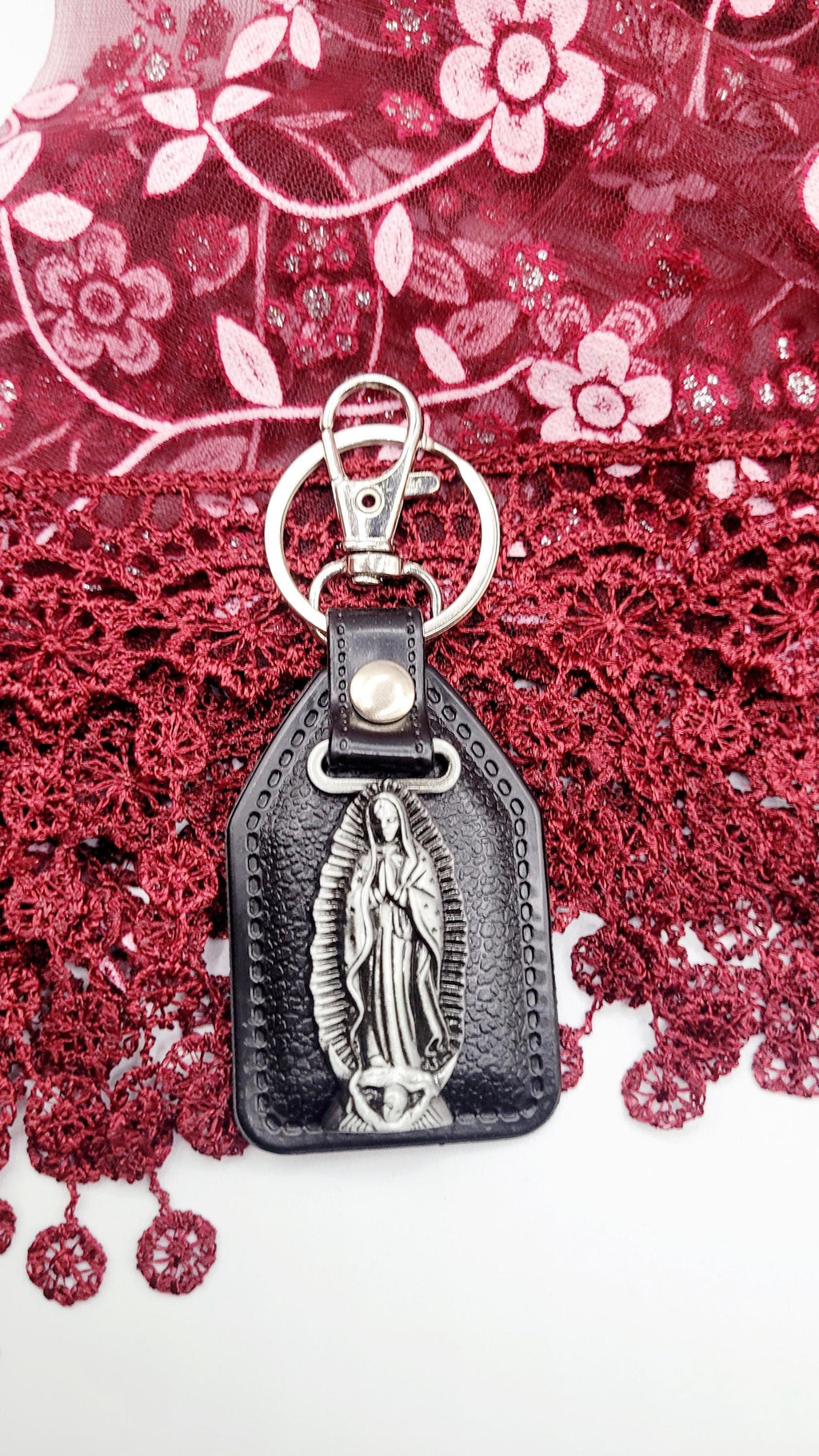Clara Trinity Keychain Catholic Medal Leather Keychains – Holy Trinity Gift Shop