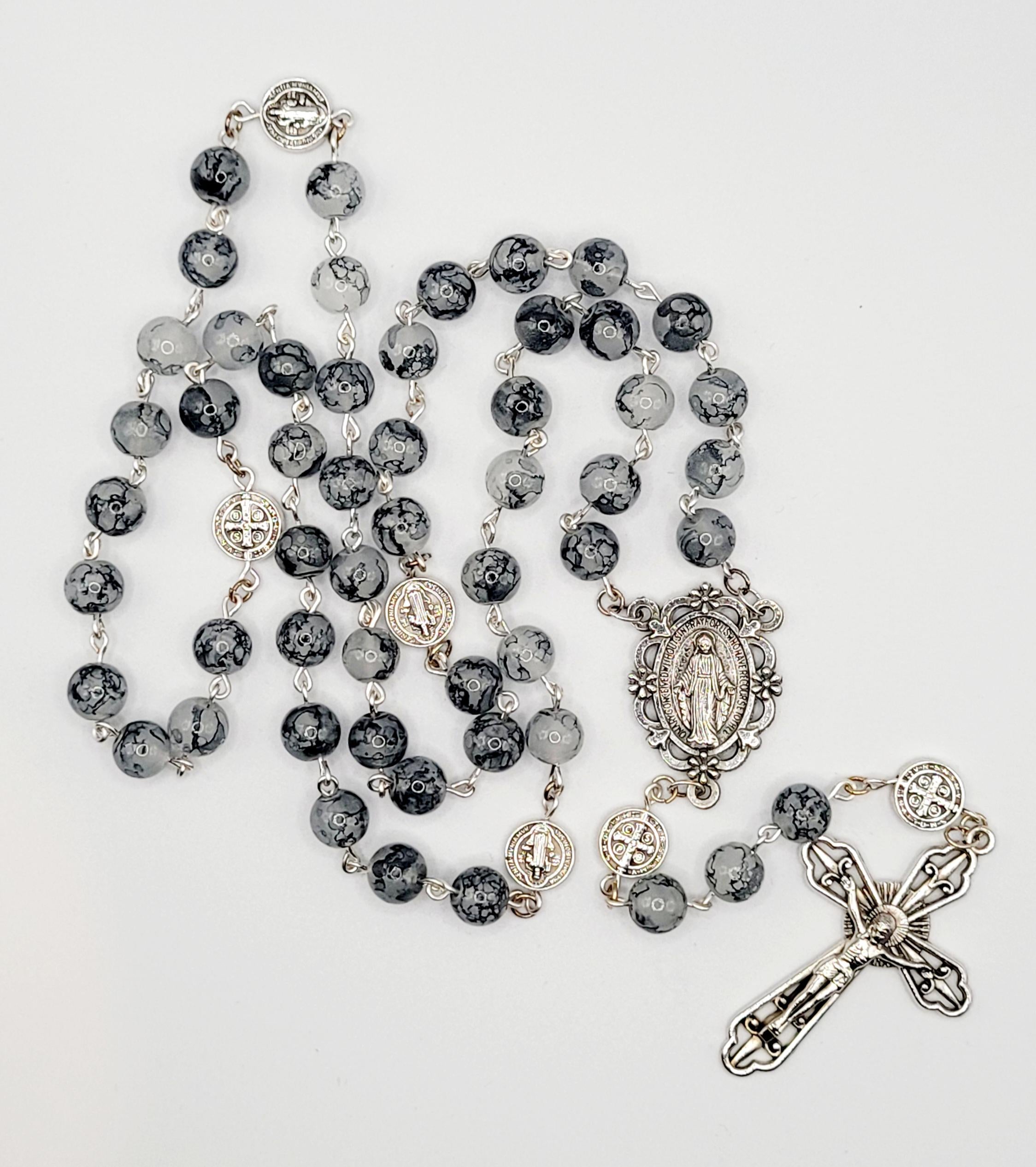 Handmade Miraculous Metal Rosary with display case