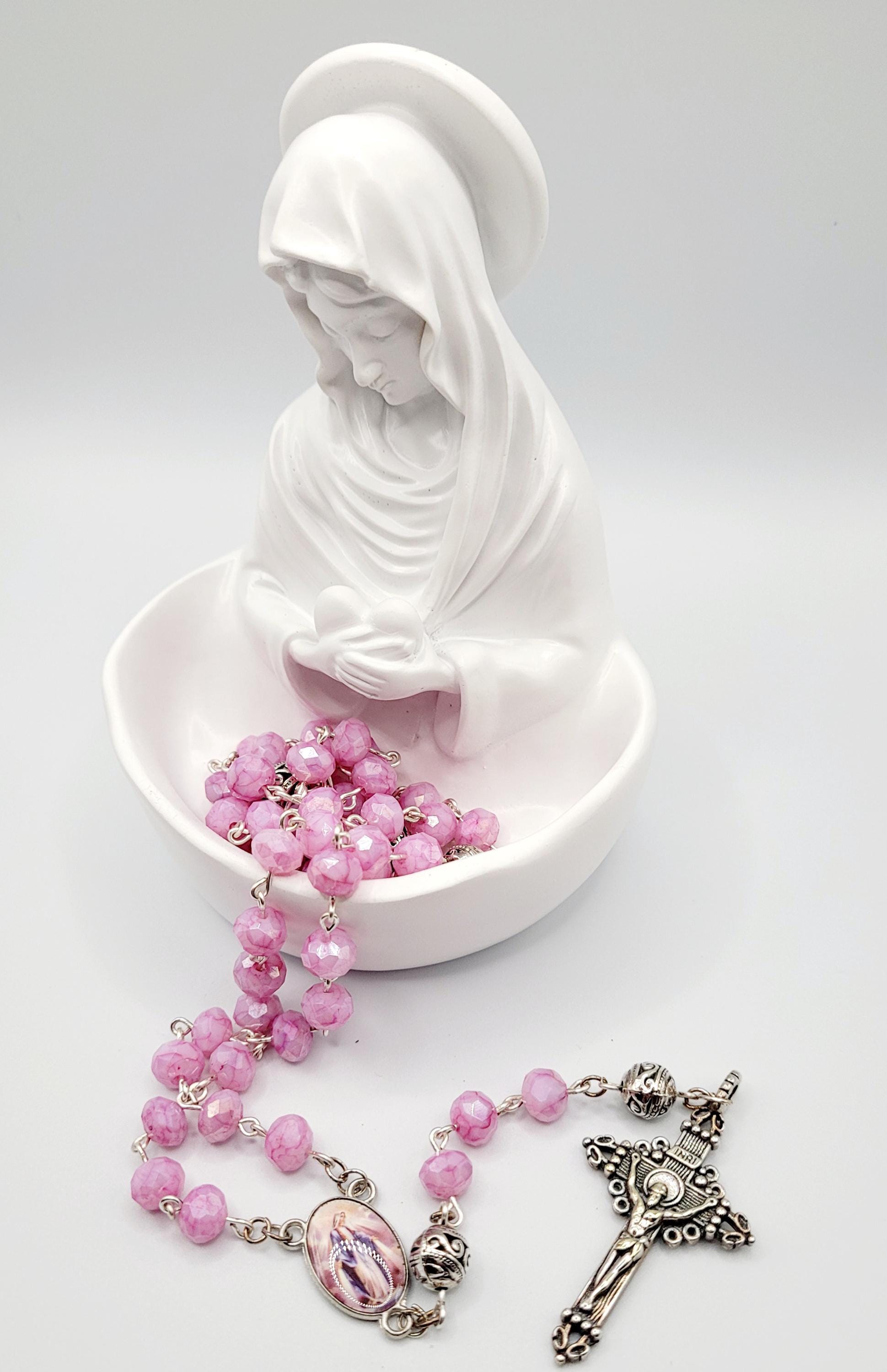 Handmade Our Lady of Grace Rosary with Display Case