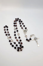 Handmade Saint Benedict Rosary: Brown Stone Beads & Medal