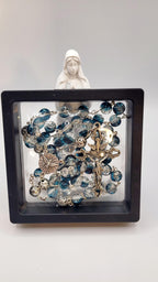 Handmade Holy Spirit Rosary: Crackled Blue Glass Beads