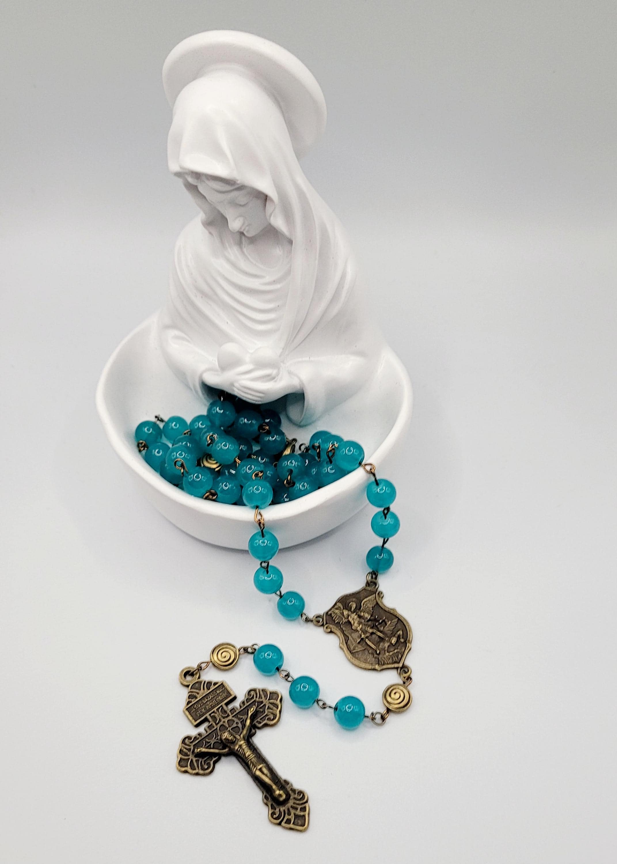 Handmade Antique Bronze St. Michael the Archangel Rosary