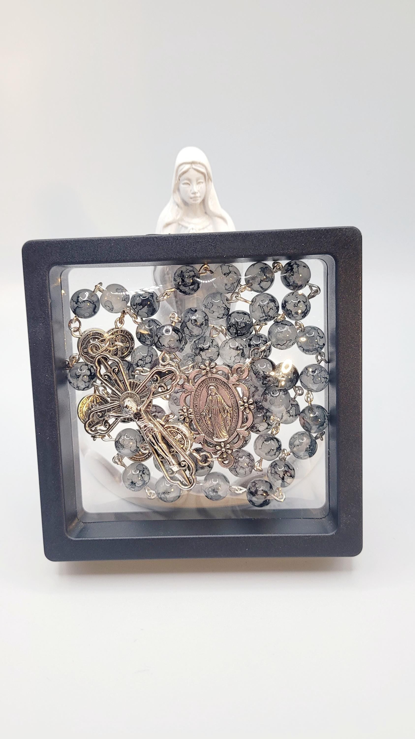 Handmade Miraculous Metal Rosary with display case