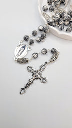 Handmade Our Lady of Guadalupe Rosary with Silver Crucifix