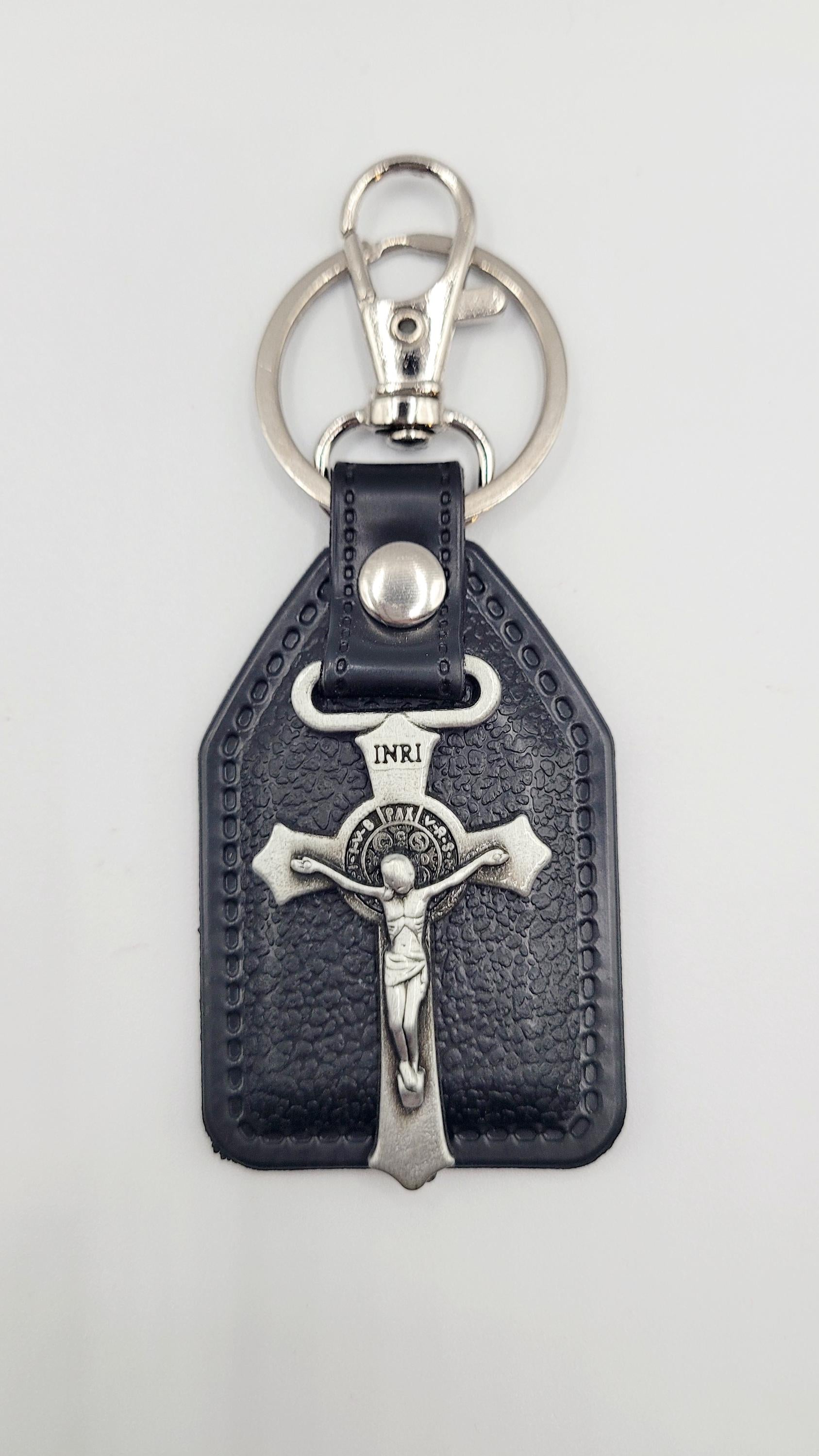 Catholic Medal Leather Keychains