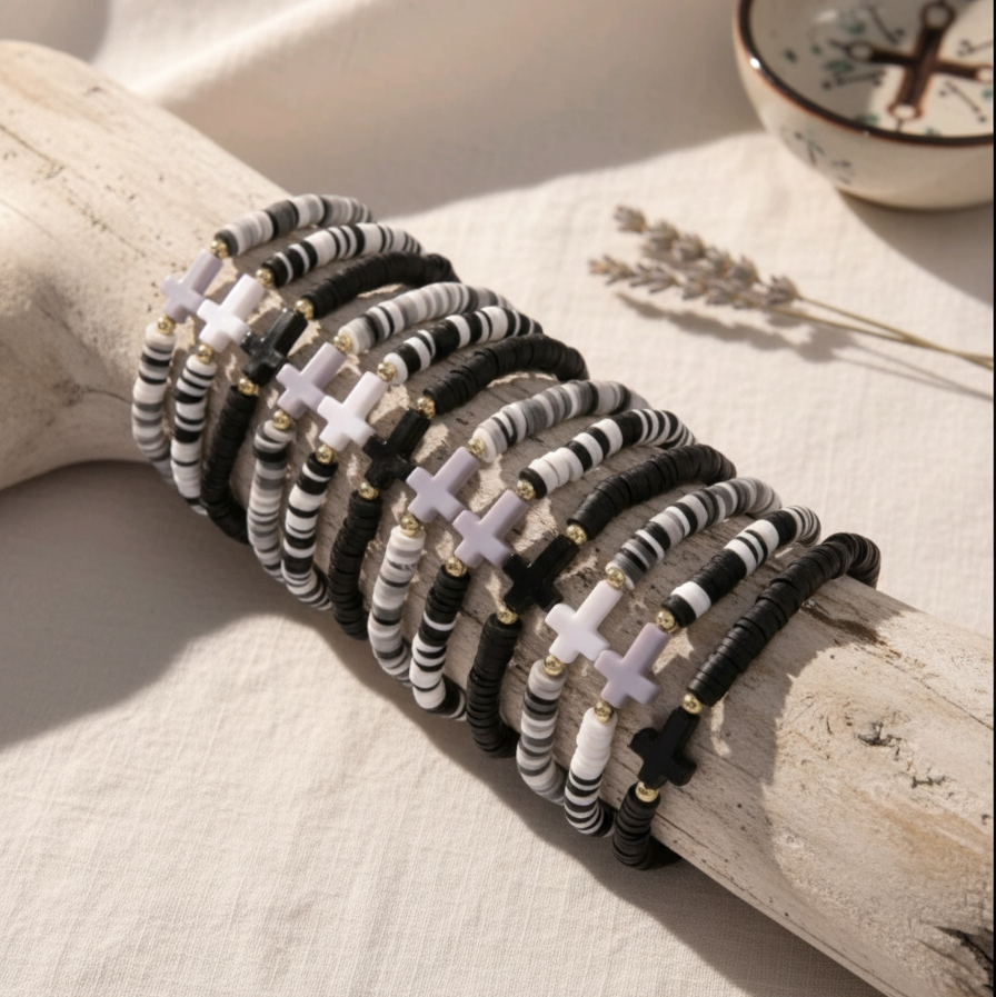 Stackable Polymer Clay Cross Bracelets