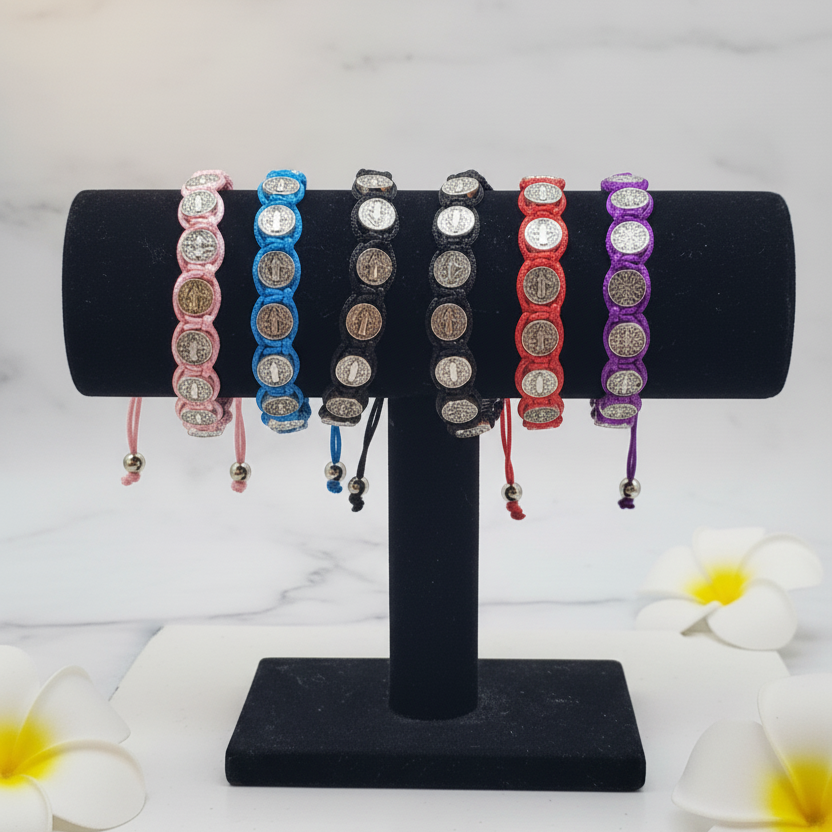 St. Benedict Medal Macrame Bracelet