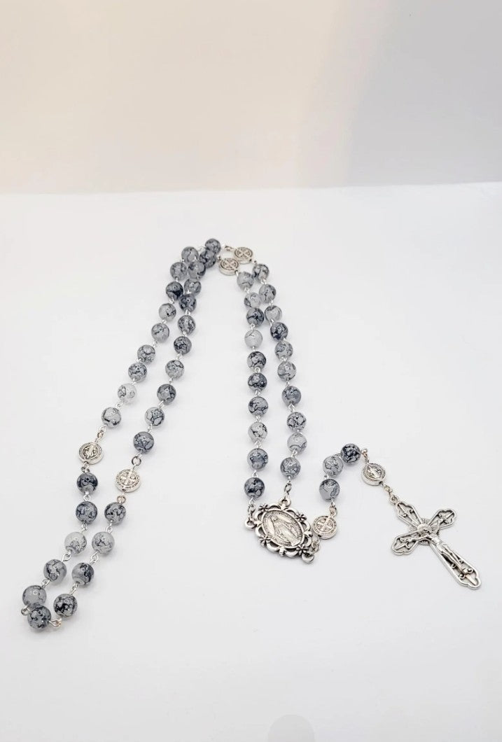 Handmade Miraculous Metal Rosary with display case