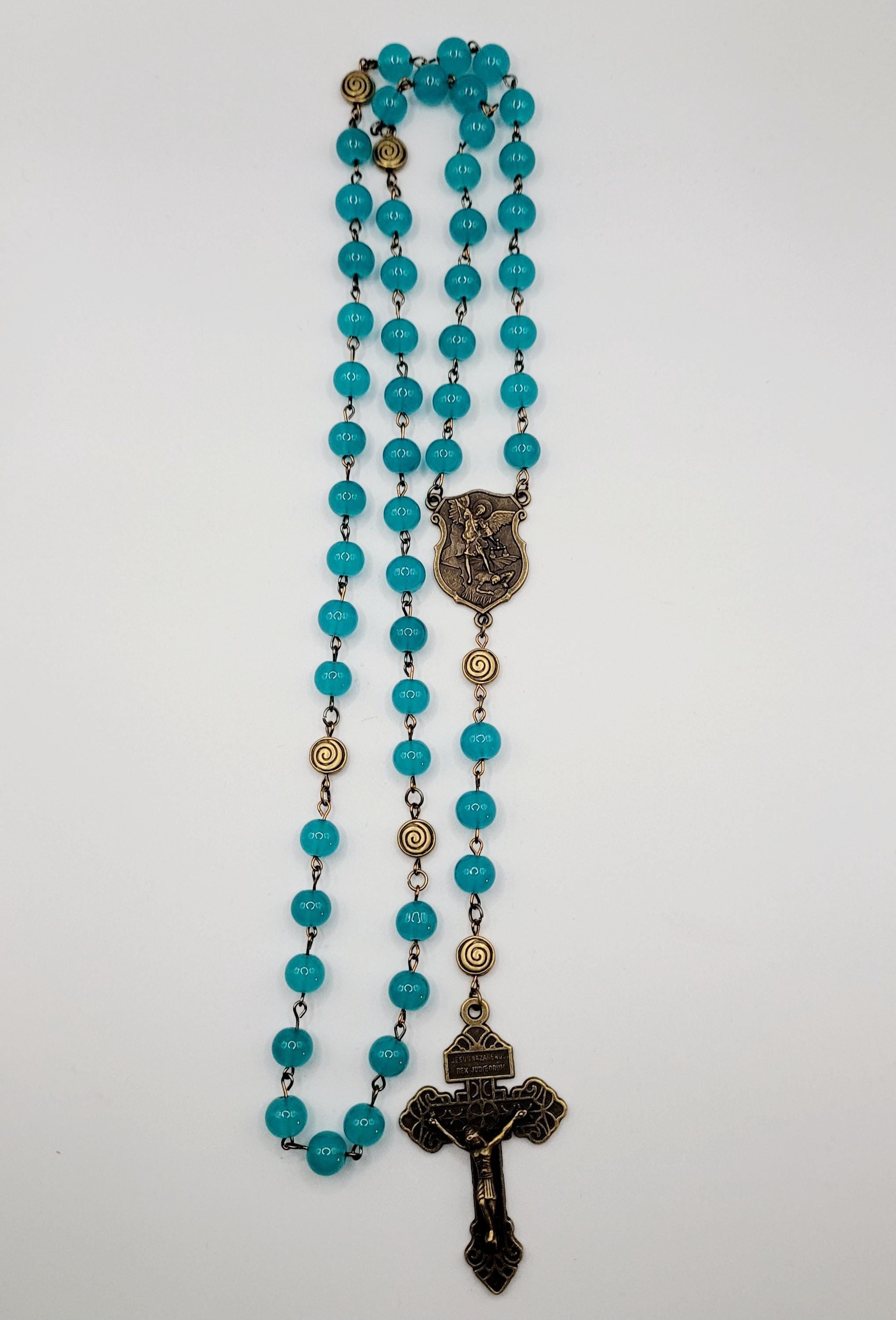 Handmade Antique Bronze St. Michael the Archangel Rosary