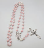 Handmade Pink and White Clay Bead Rosary