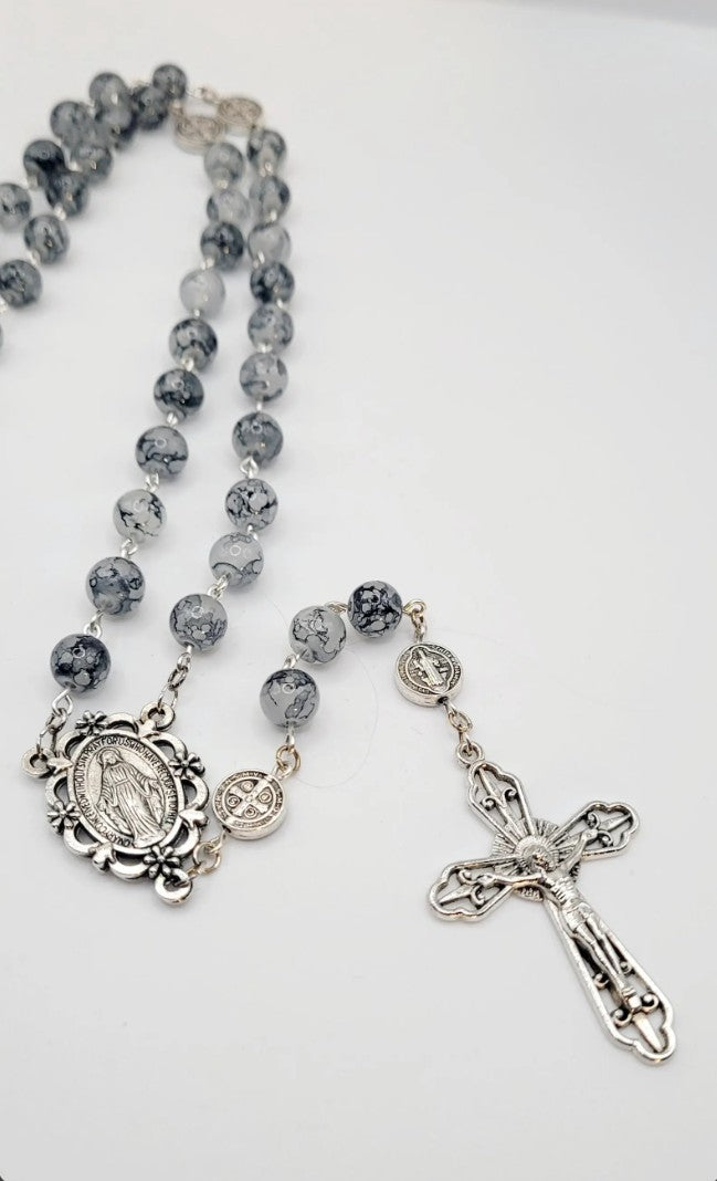 Handmade Miraculous Metal Rosary with display case