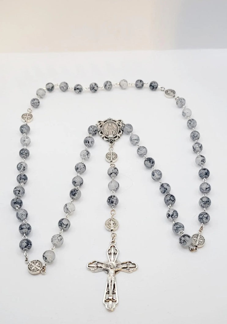 Handmade Miraculous Metal Rosary with display case