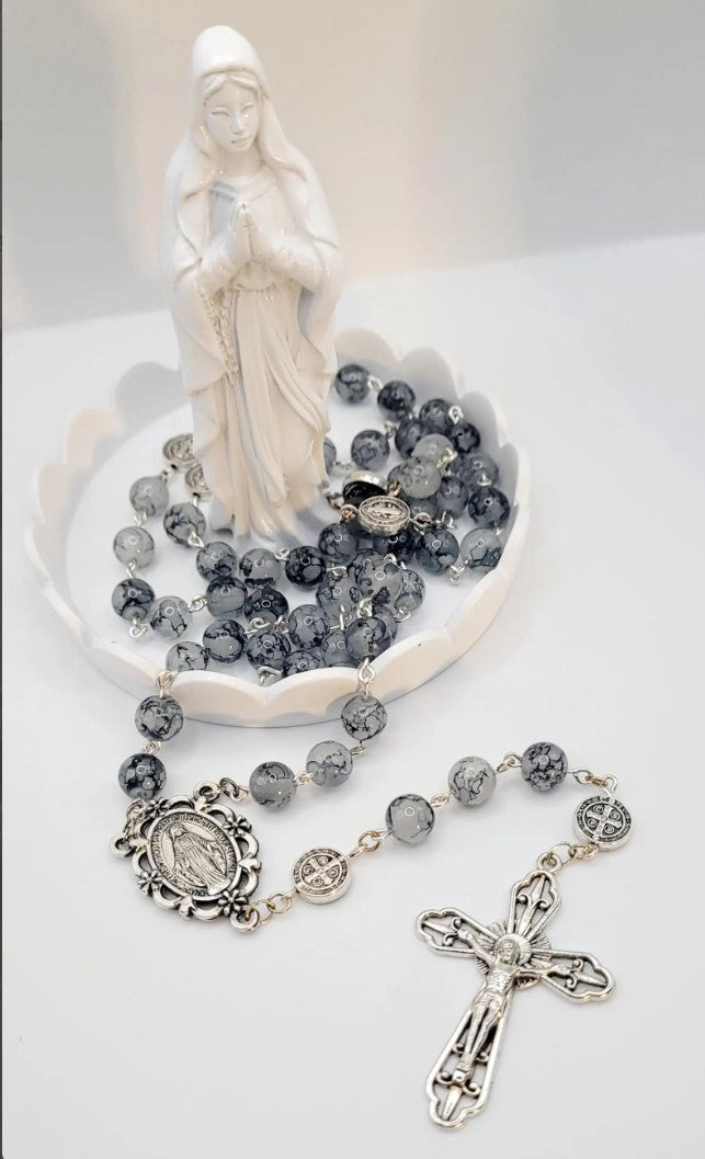 Handmade Miraculous Metal Rosary with display case