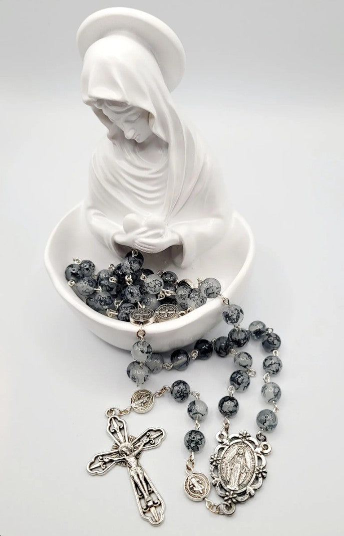Handmade Miraculous Metal Rosary with display case