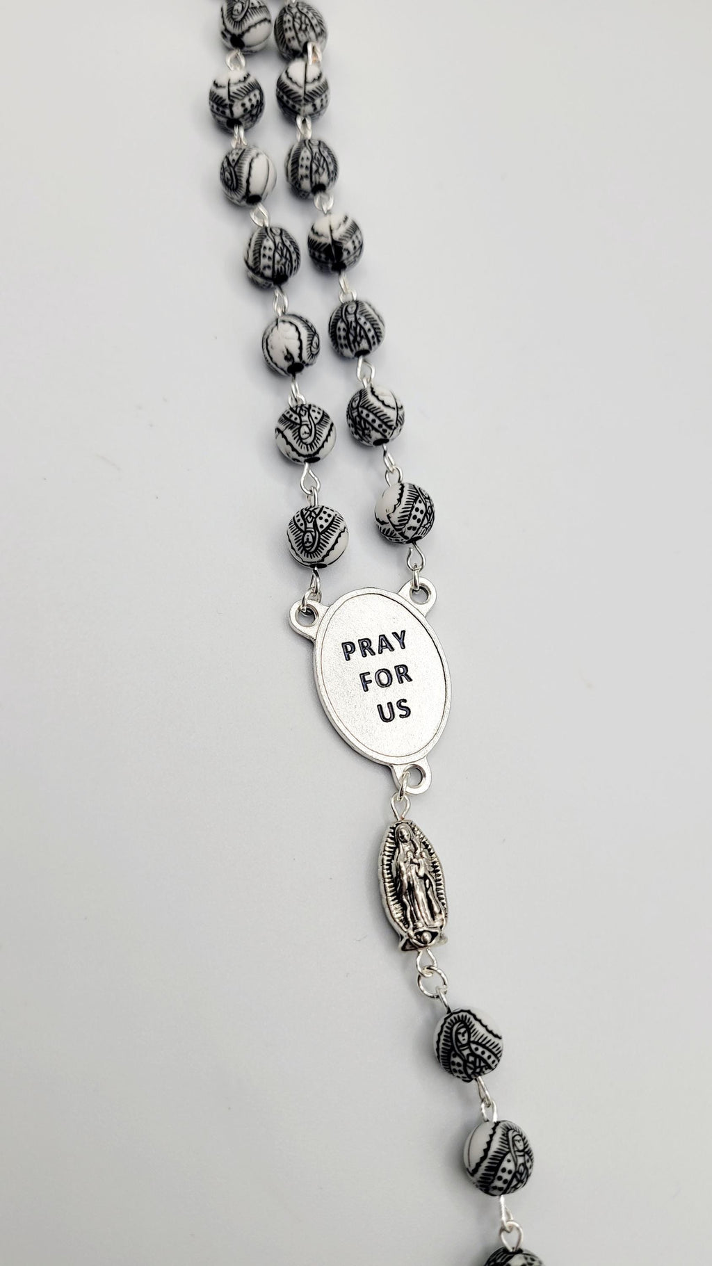 Handmade Our Lady of Guadalupe Rosary with Silver Crucifix