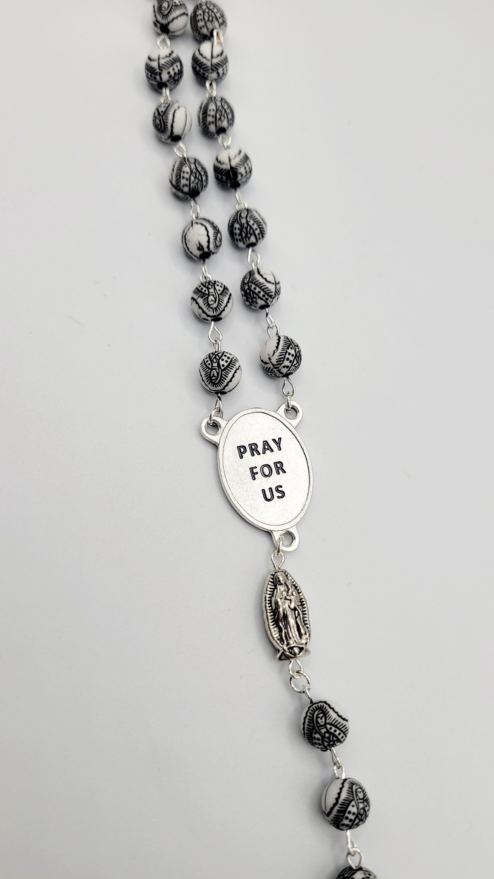 Handmade Our Lady of Guadalupe Rosary with Silver Crucifix