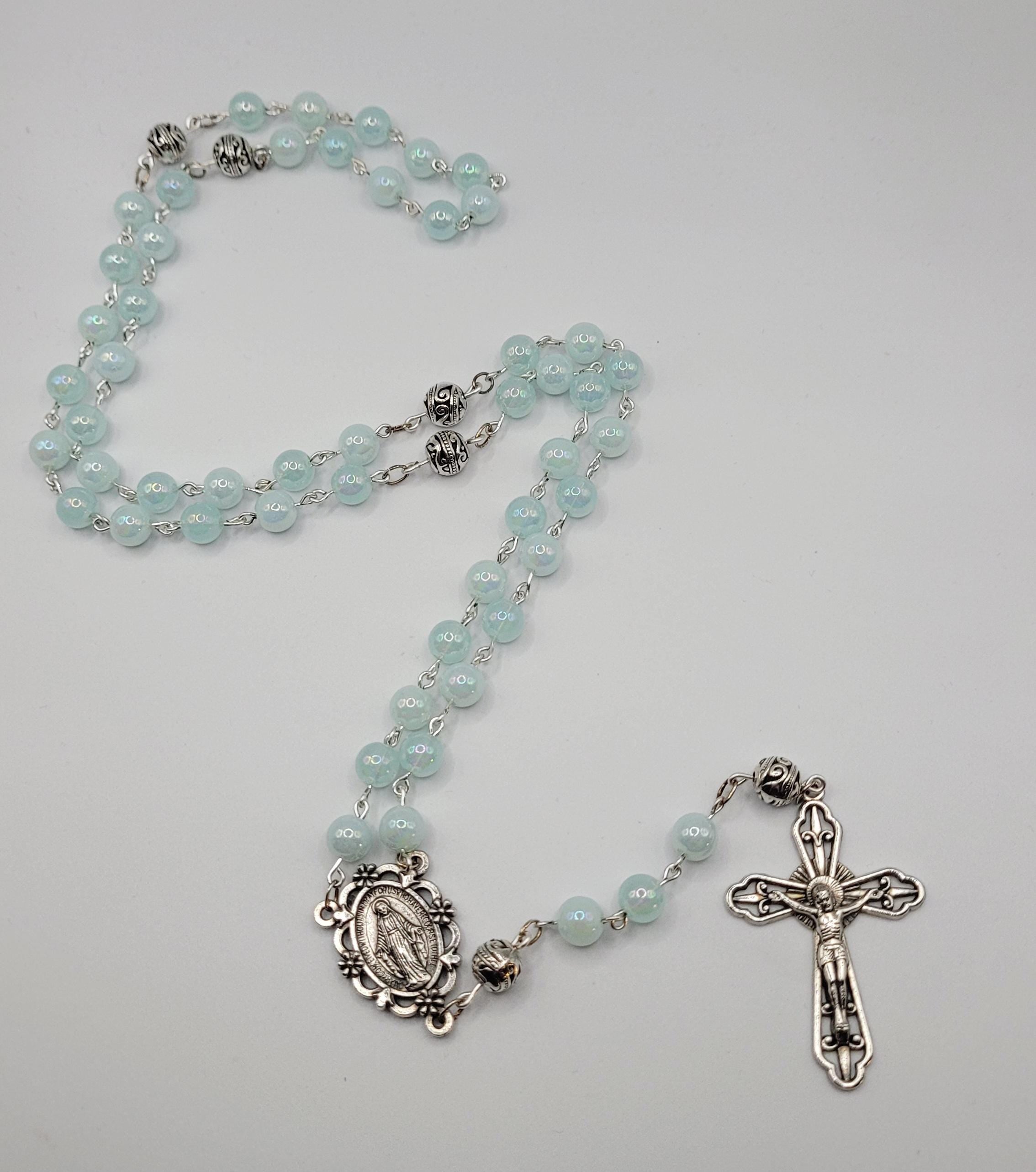 Handmade Blue Miraculous Medal Rosary