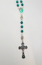 Handmade Our Lady of Guadalupe Rosary: Green Turquoise Style Beads