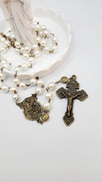 Handmade St. Michael Rosary: Antique Bronze