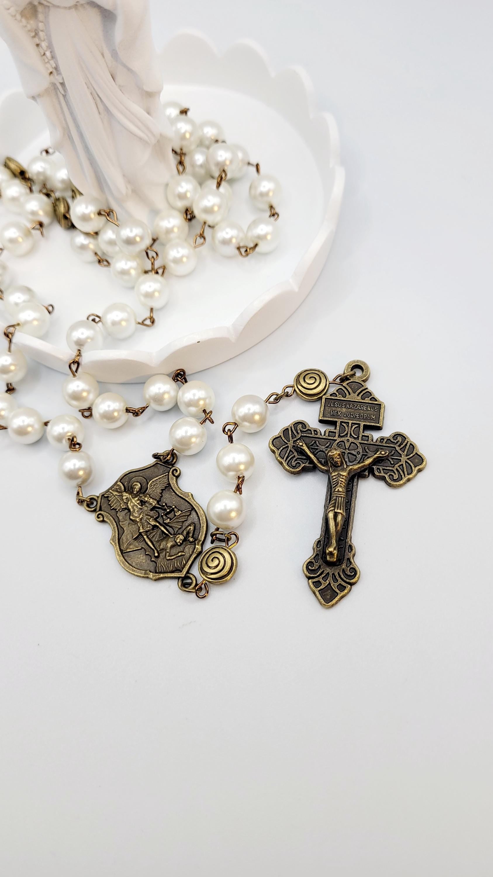Handmade St. Michael Rosary: Antique Bronze