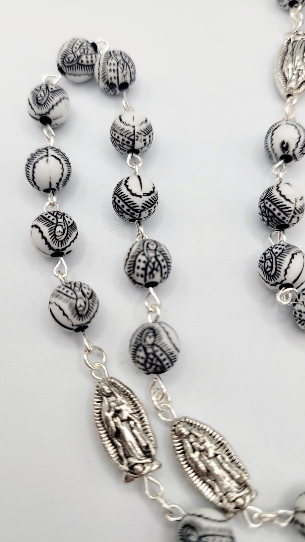 Handmade Our Lady of Guadalupe Rosary with Silver Crucifix