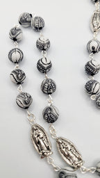 Handmade Our Lady of Guadalupe Rosary with Silver Crucifix