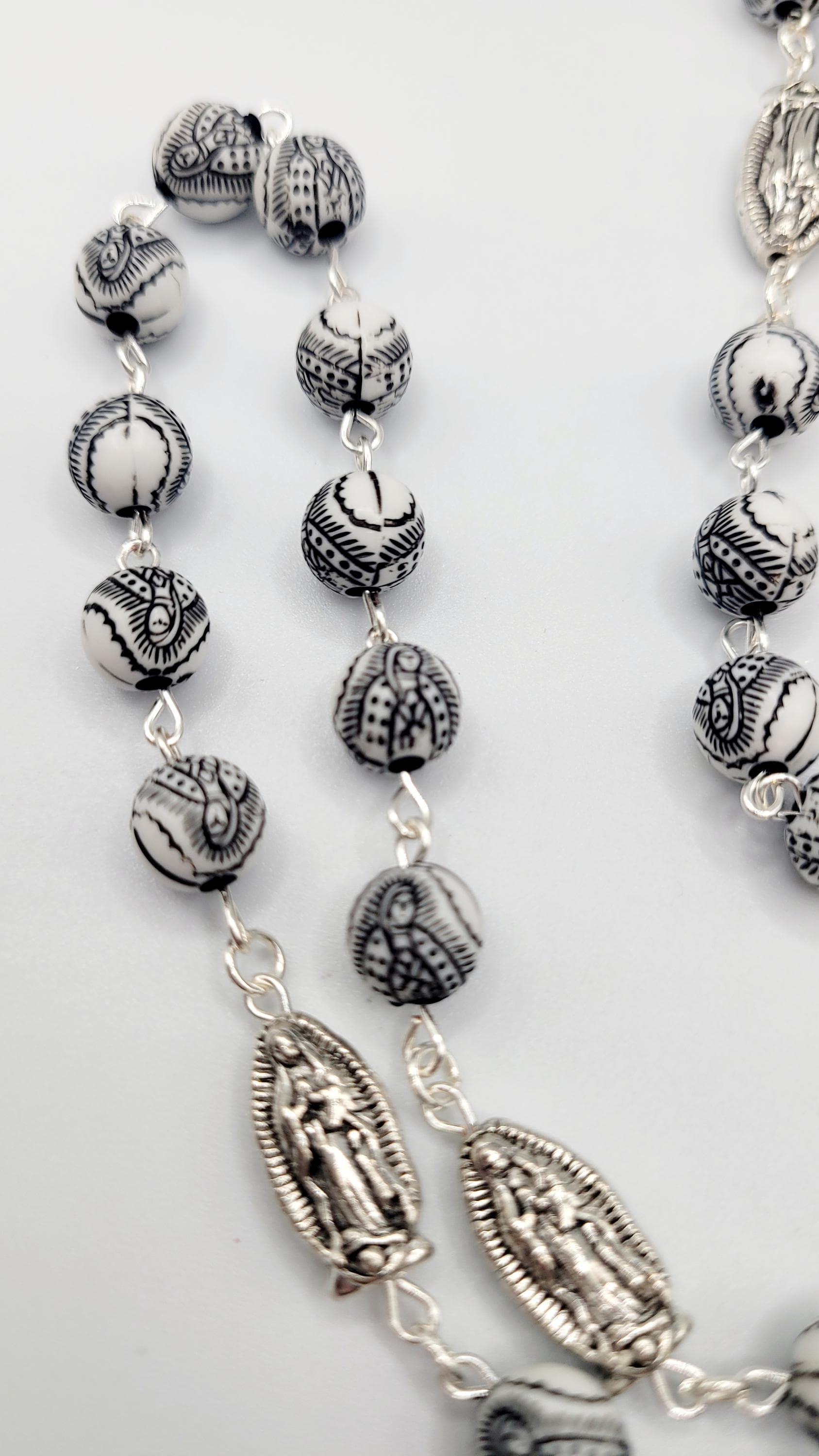 Handmade Our Lady of Guadalupe Rosary with Silver Crucifix