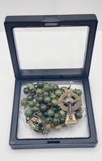 Genuine Connemara Marble Rosary – St. Patrick Centerpiece & Celtic Crucifix - Irish Gift