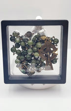 Genuine Connemara Marble Rosary – St. Patrick Centerpiece & Celtic Crucifix - Irish Gift