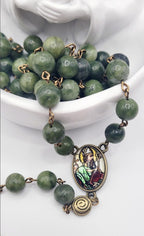 Genuine Connemara Marble Rosary – St. Patrick Centerpiece & Celtic Crucifix - Irish Gift