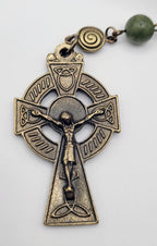 Genuine Connemara Marble Rosary – St. Patrick Centerpiece & Celtic Crucifix - Irish Gift
