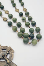 Genuine Connemara Marble Rosary – St. Patrick Centerpiece & Celtic Crucifix - Irish Gift