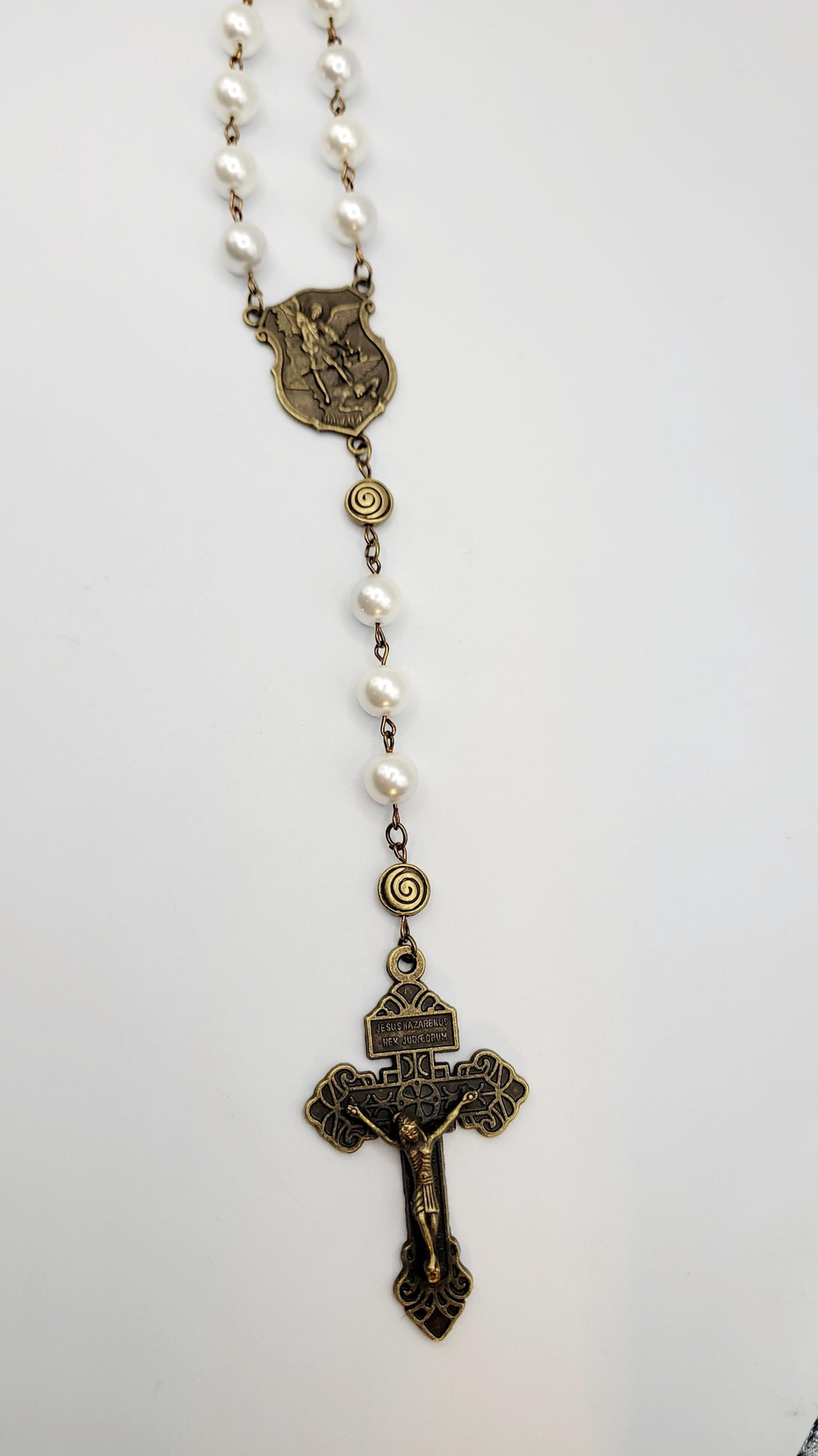 Handmade St. Michael Rosary: Antique Bronze