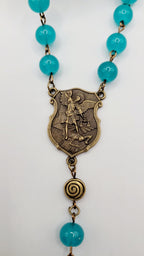 Handmade Antique Bronze St. Michael the Archangel Rosary