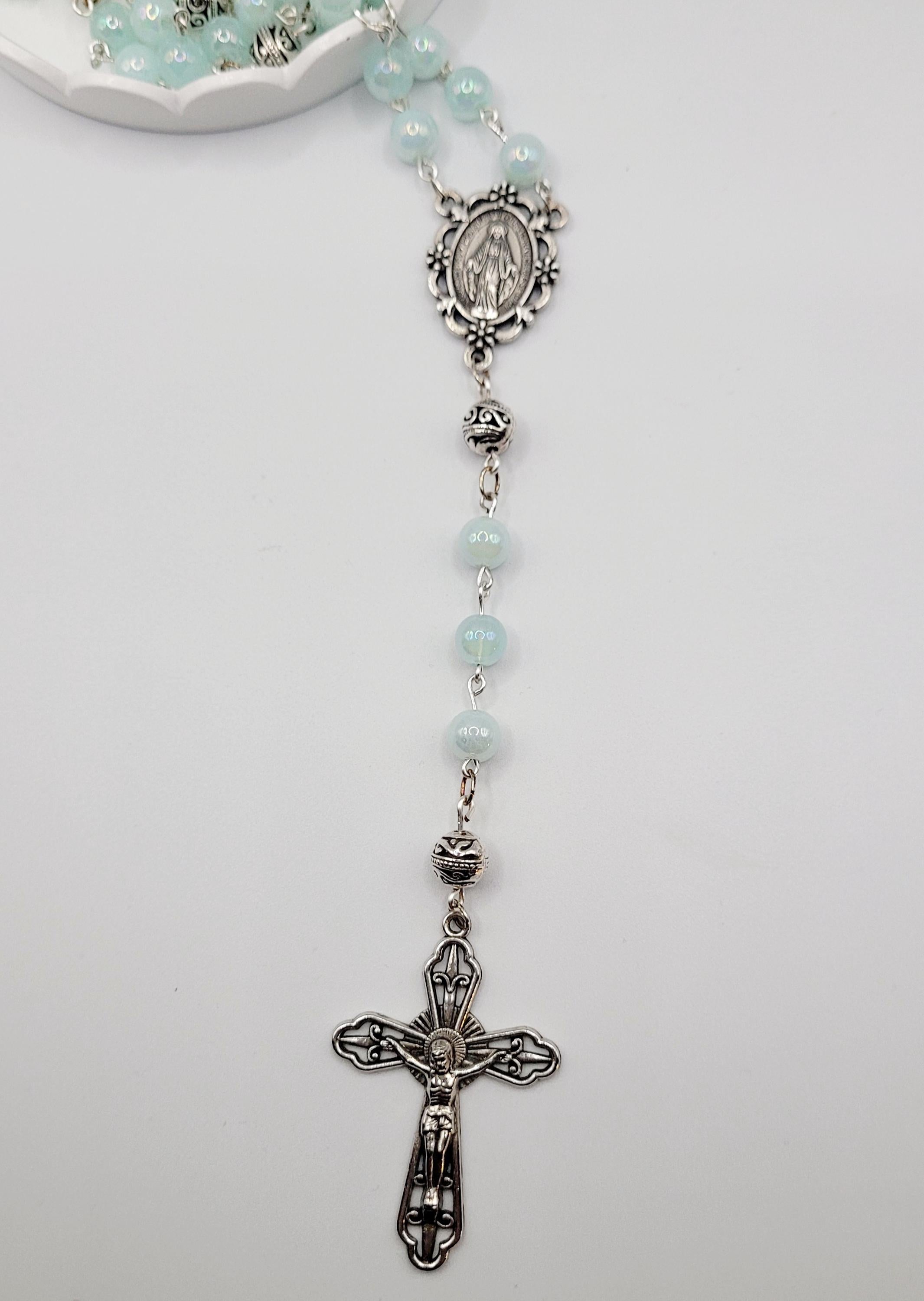 Handmade Blue Miraculous Medal Rosary