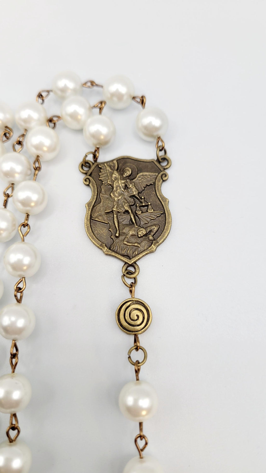 Handmade St. Michael Rosary: Antique Bronze